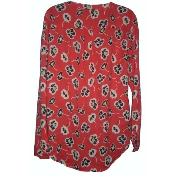 Juicy Couture Blouse Floral Mod Print Persimmon Logos Shirt Top Cottagecore Boho - Picture 2 of 11